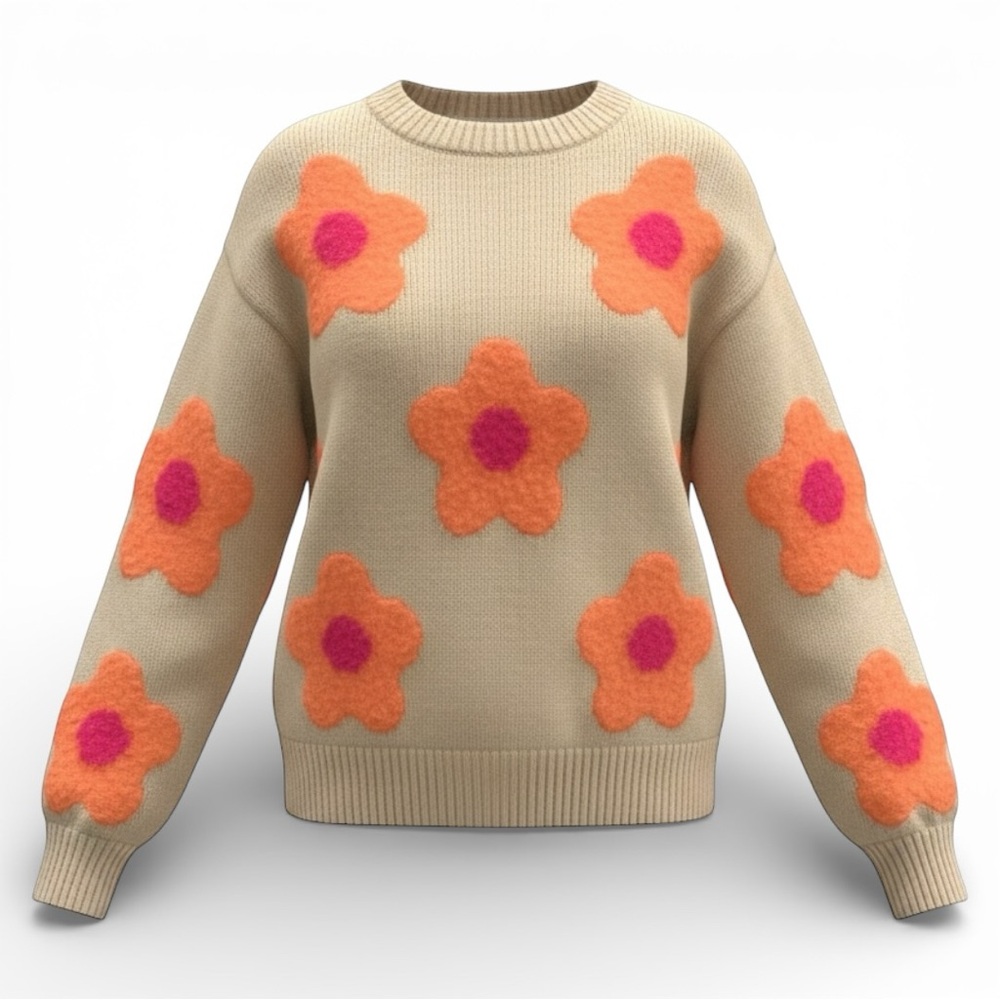 Epic Threads - Girls Groovy Floral Pullover Sweater - Size 7/8